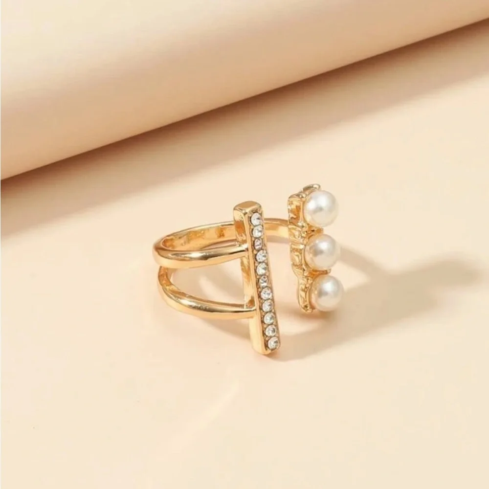 GOLD PEARL CUFF RING - Picture 4 of 4